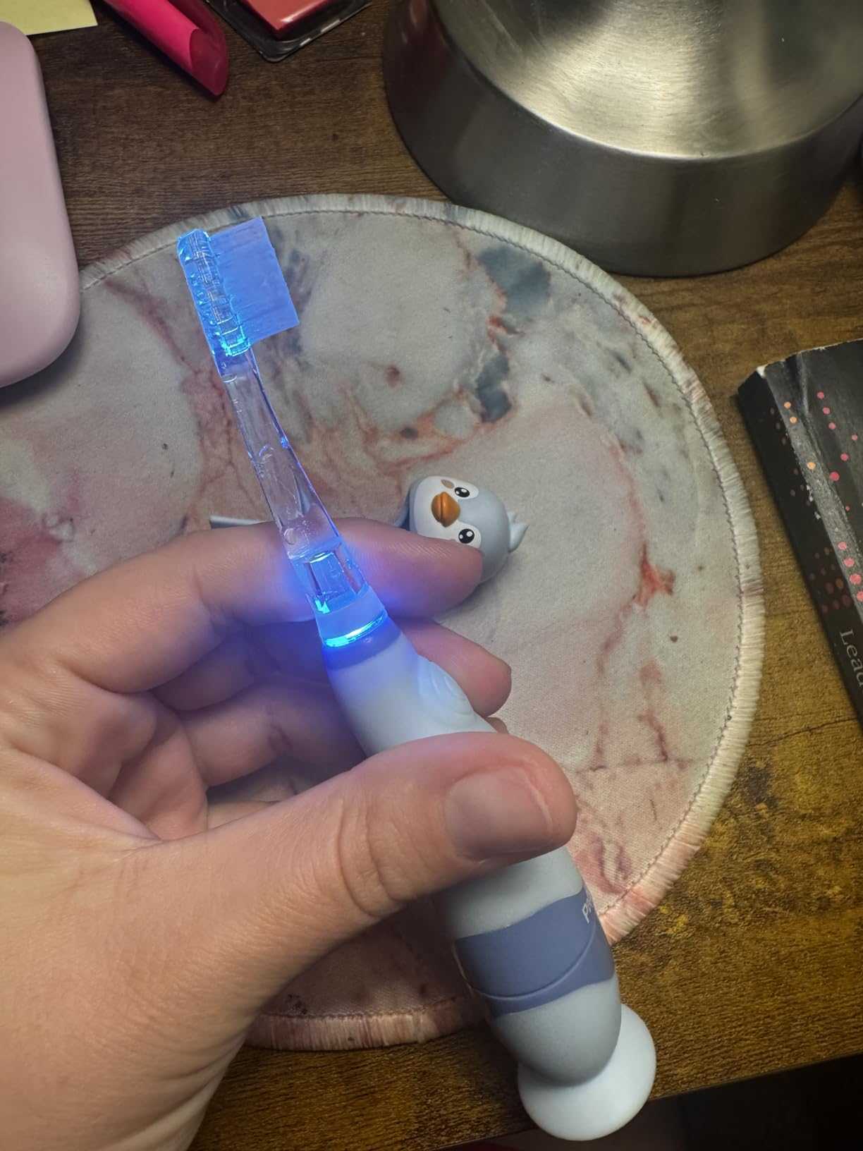 Papablic Toddler Sonic Electric Kids Toothbrush for Ages 1-3, Dinosaur(Max) customer photo 2