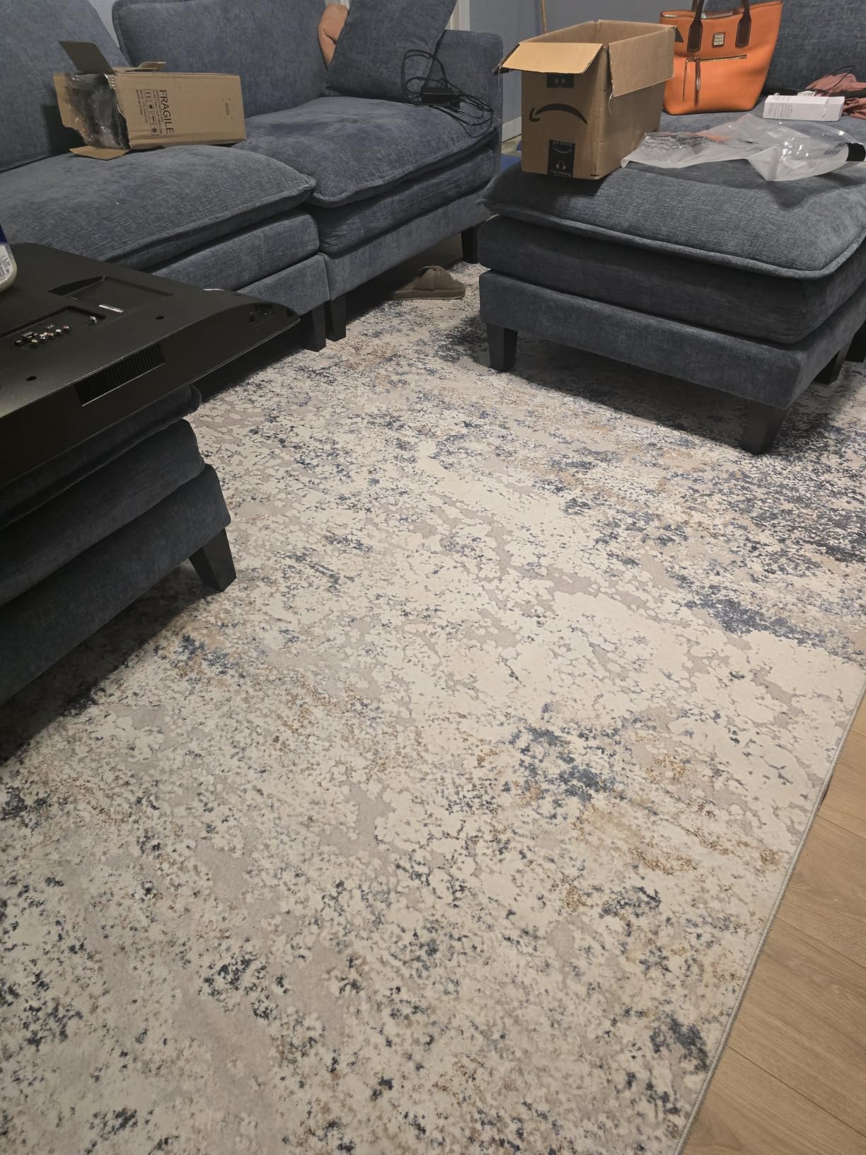 DMOYEST Area Rug Living Room Rugs 9x12 Washable Abstract Grey Carpet customer photo 1