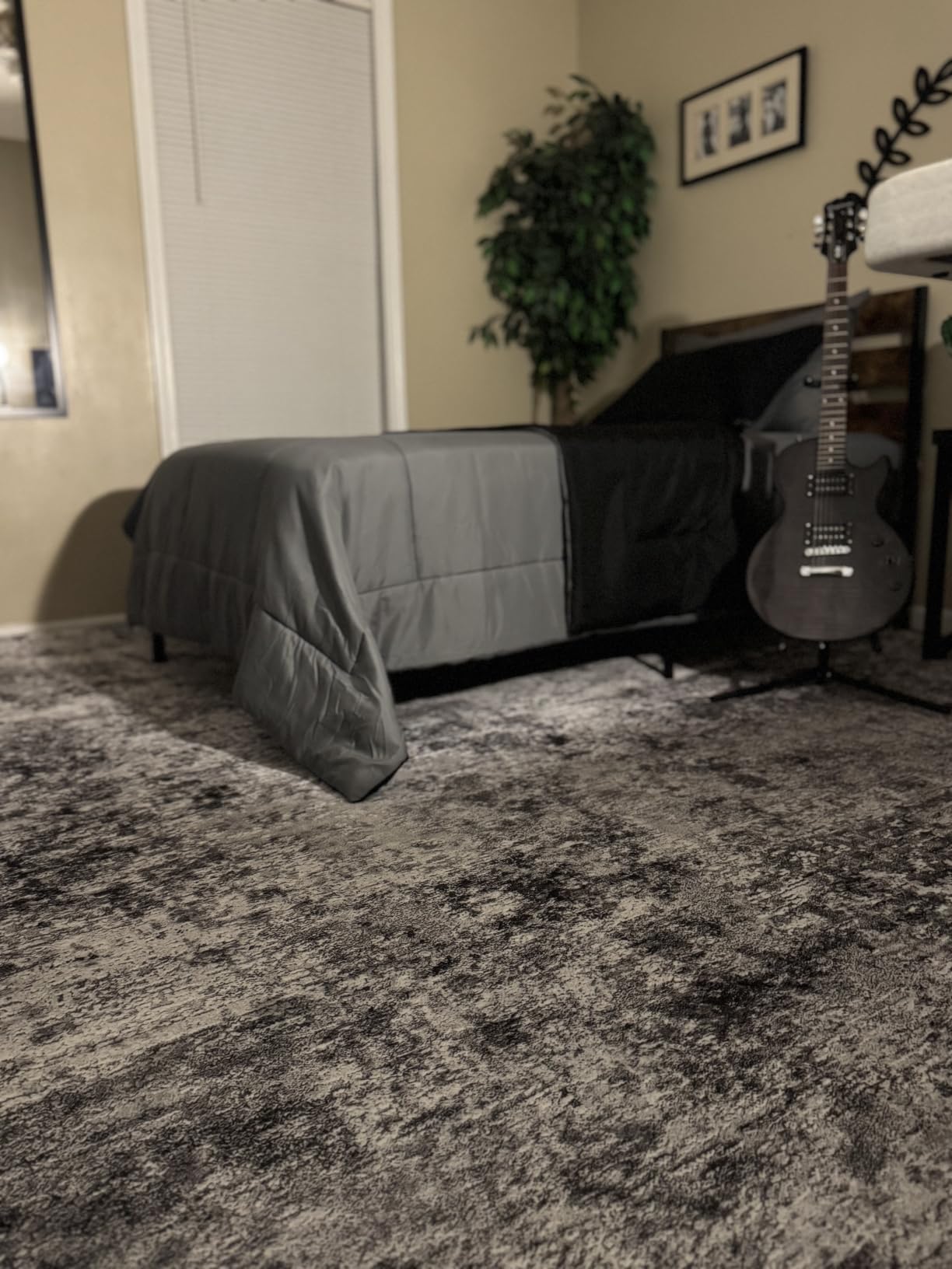 DMOYEST Area Rug Living Room Rugs 9x12 Washable Abstract Grey Carpet customer photo 2
