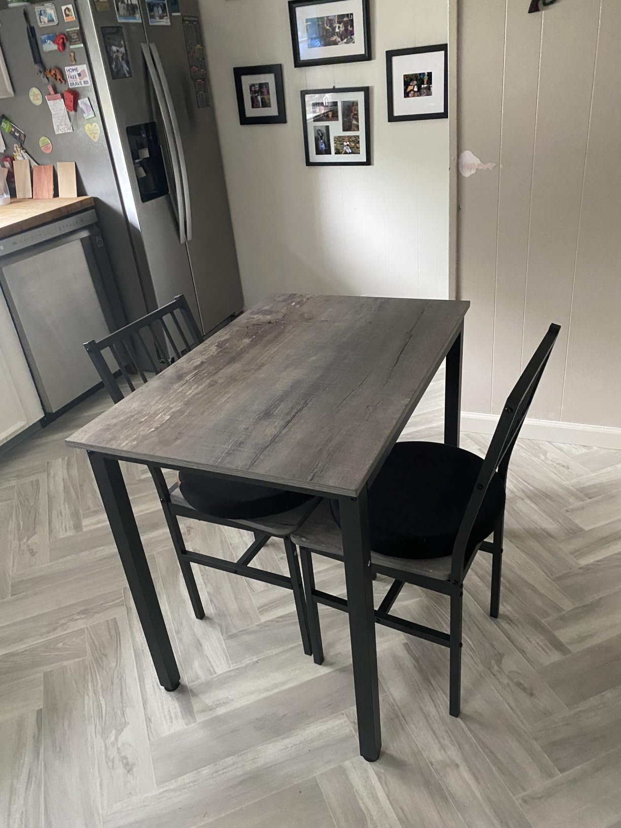 AWQM 3 Piece Dining Table, Small Kitchen Table Set for 2 with Chairs(Brown) customer photo 1