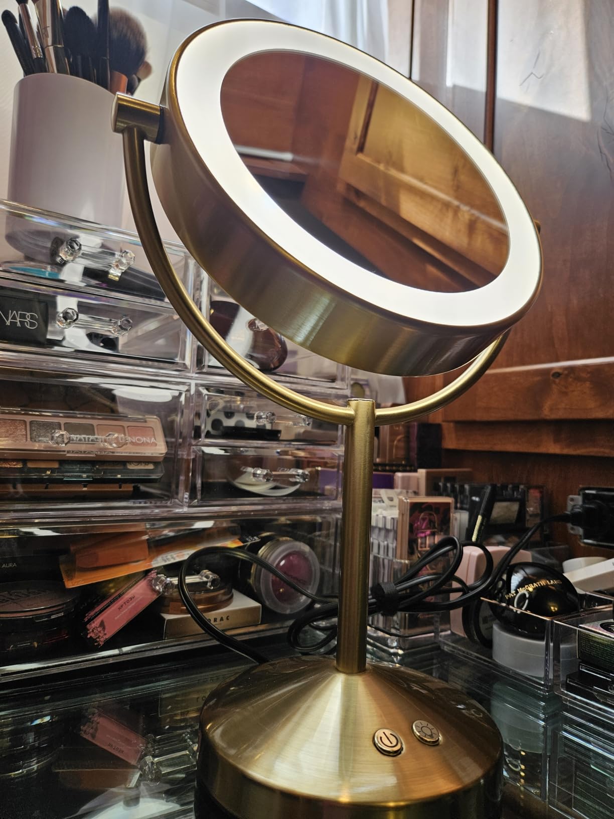 Conair LED Vanity Mirror, Double-Sided, 10x Magnification, Satin Nickel customer photo 2