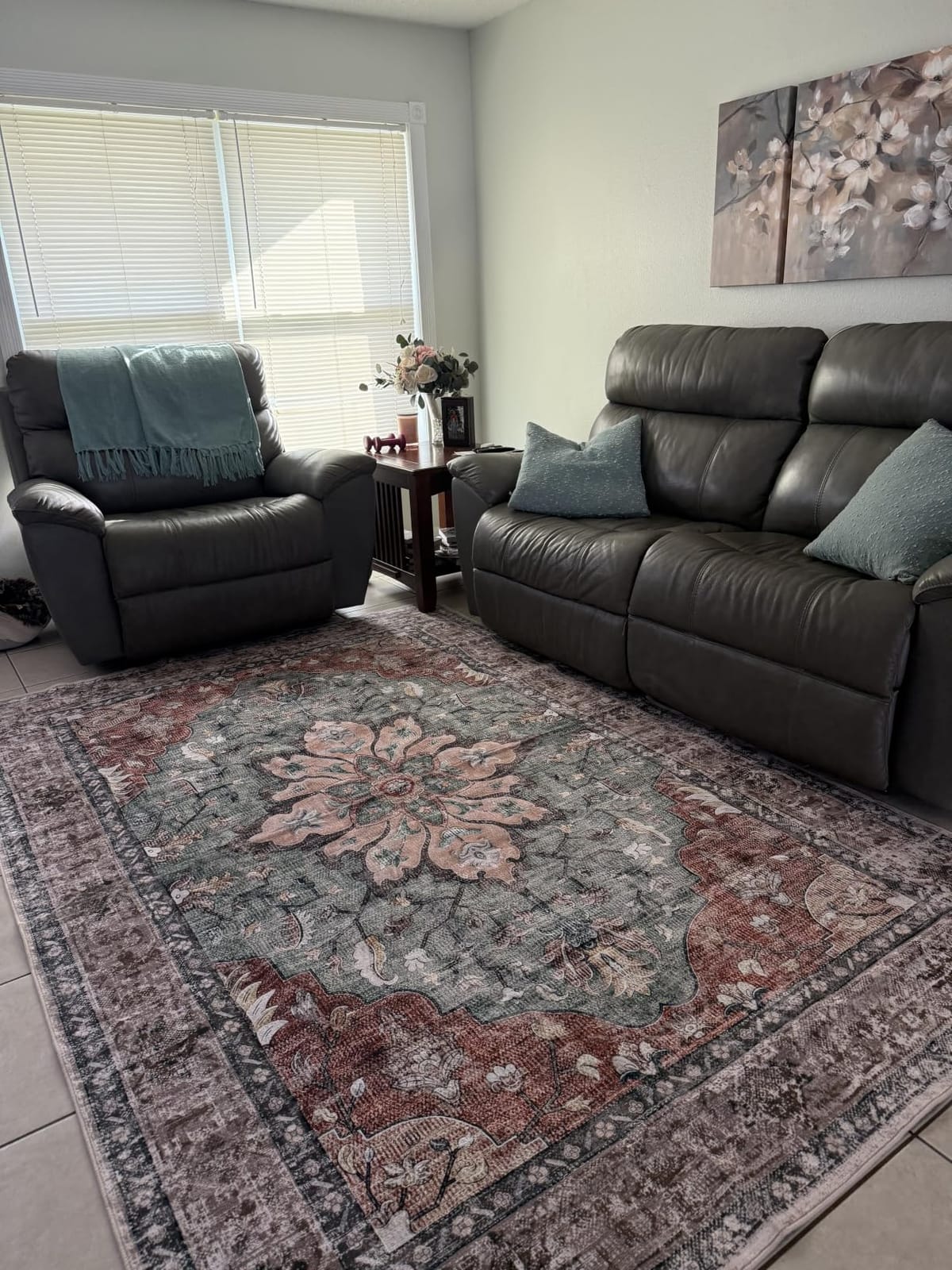RELEANY Washable Area Rug, 8'x10', Brick/Brown/Green customer photo 2