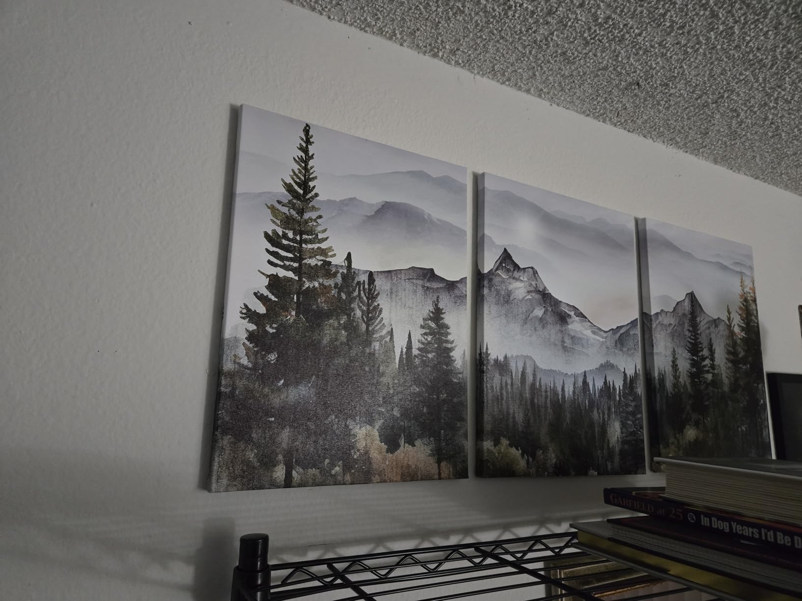 MHARTK66 3 Piece Framed Canvas Art Prints Wall Art for Living Room Modern Wall Decor for Bedroom Office Decor Abstract Mountain Forest Landscapes Ink Painting Ready to Hang Wall Pictures Home Decor customer photo 1