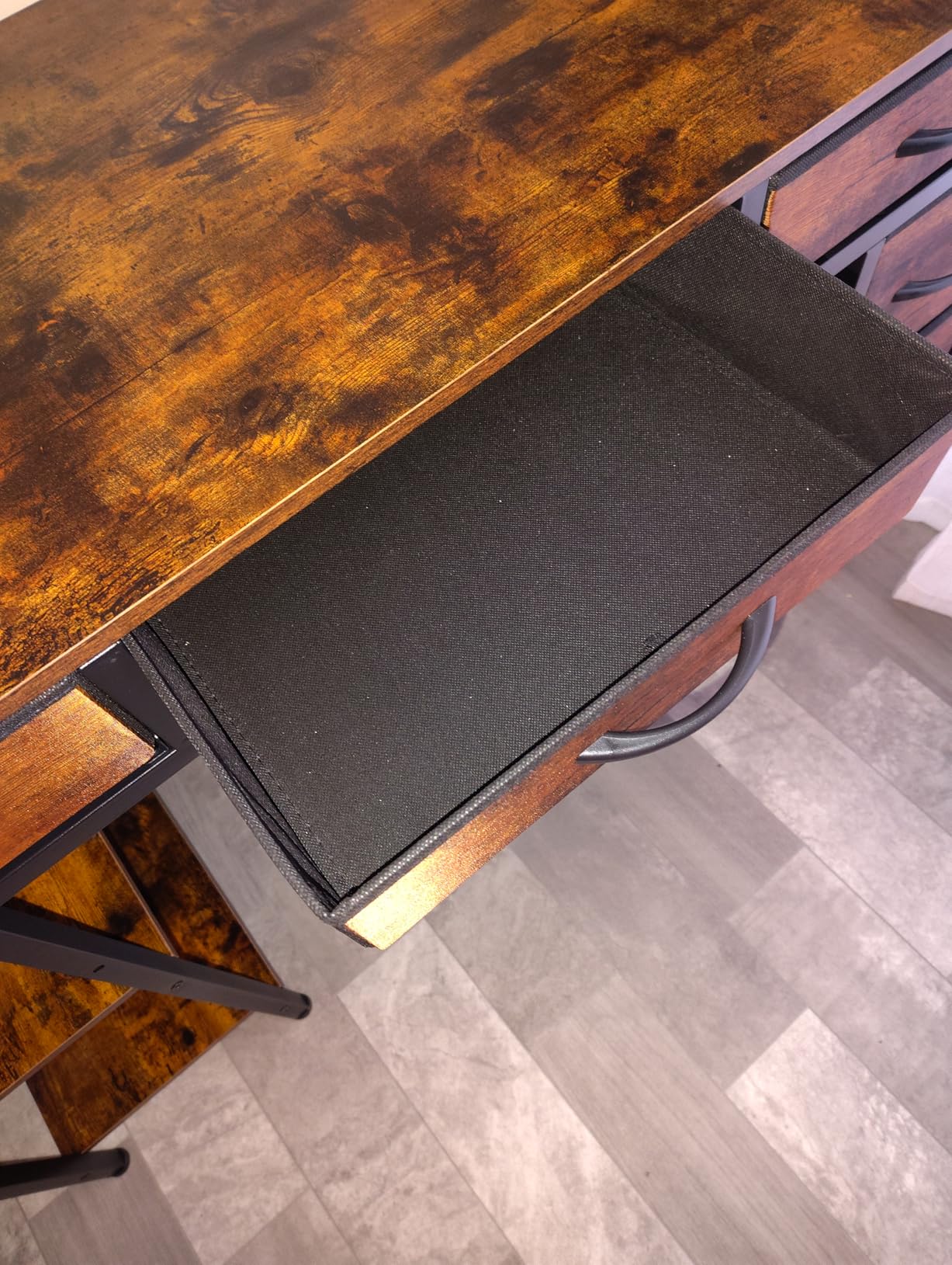 Huuger Computer Desk with 6 Drawers, Office Desk with Shelves, Reversible Gaming Desk, Corner Desk with Storage, Work for Home Office, Study, Living Room, 47inch, Rustic Brown customer photo 2