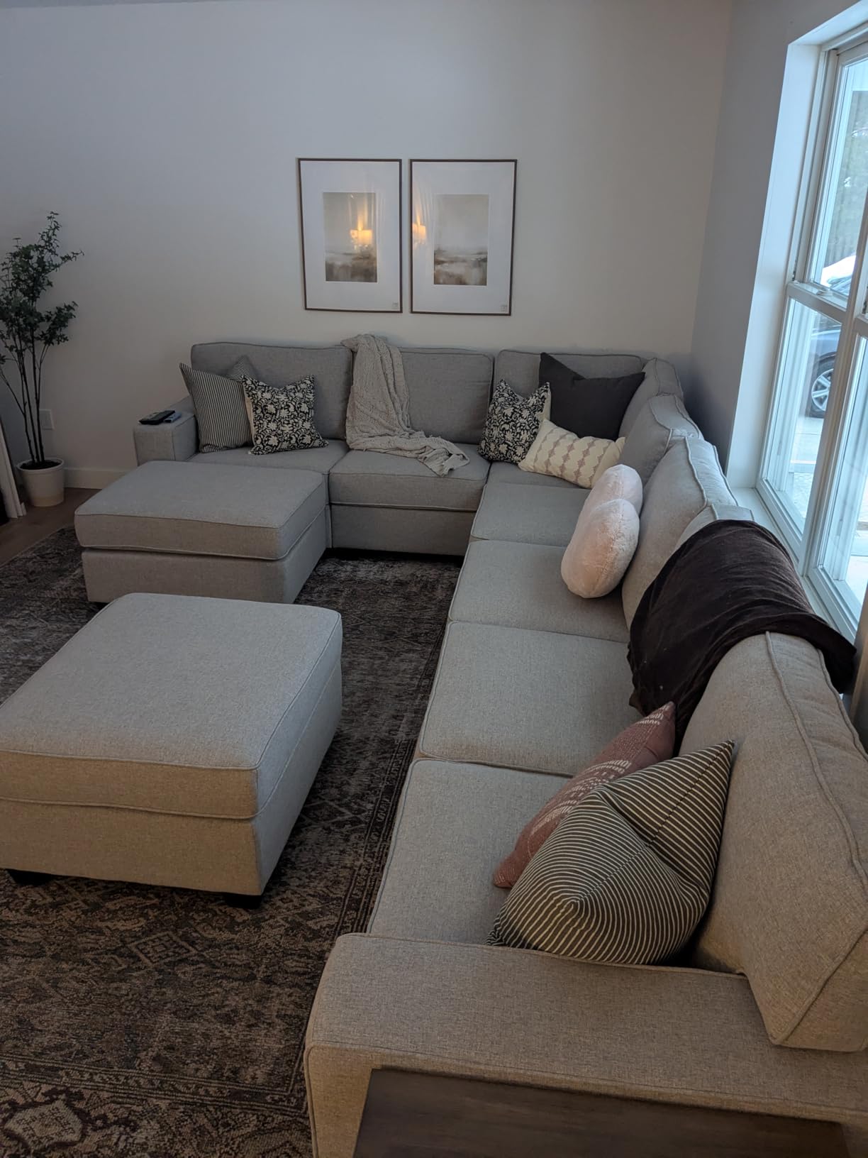 Legend Vansen Oversized Modular Sectional Sofa,U/L‑Shaped Reversible Couch with Ottoman,Deep Seat Plush Polyester Sofa for Living Room,8‑Seater,Dark Grey customer photo 1