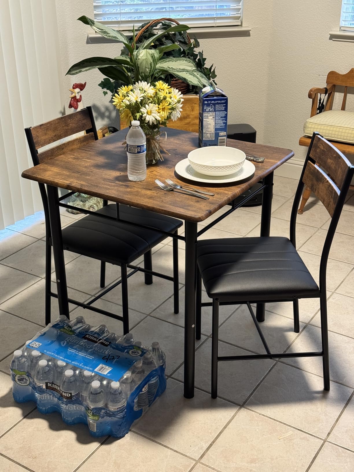 IRONCK Dining Table Set for 2, Rustic Brown customer photo 2