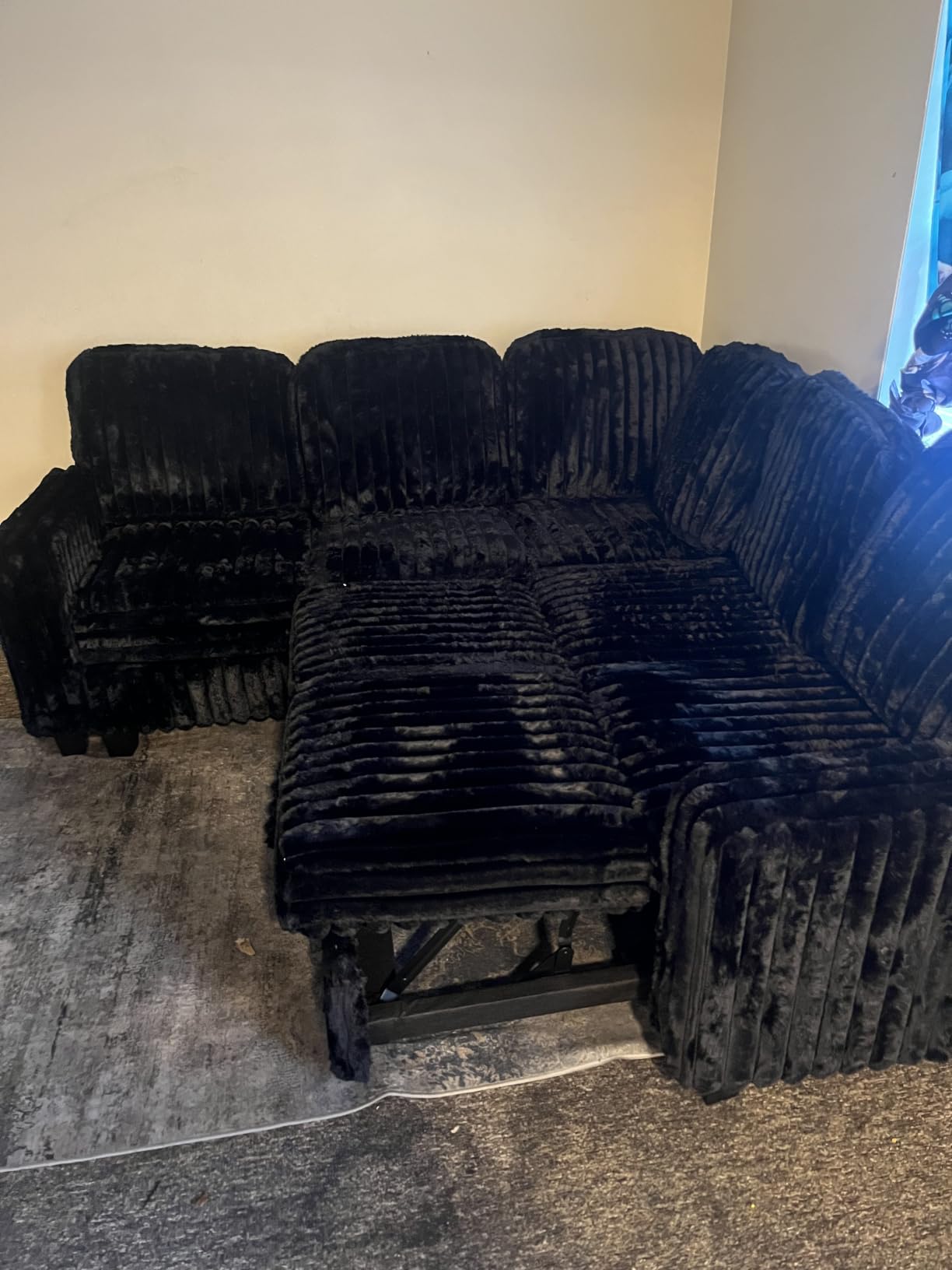 Belffin Oversized Sofa Bed Modular Sectional Sleeper Sofa with Pull Out Bed L Shaped Couch with Storage Chaise Black Couch customer photo 1