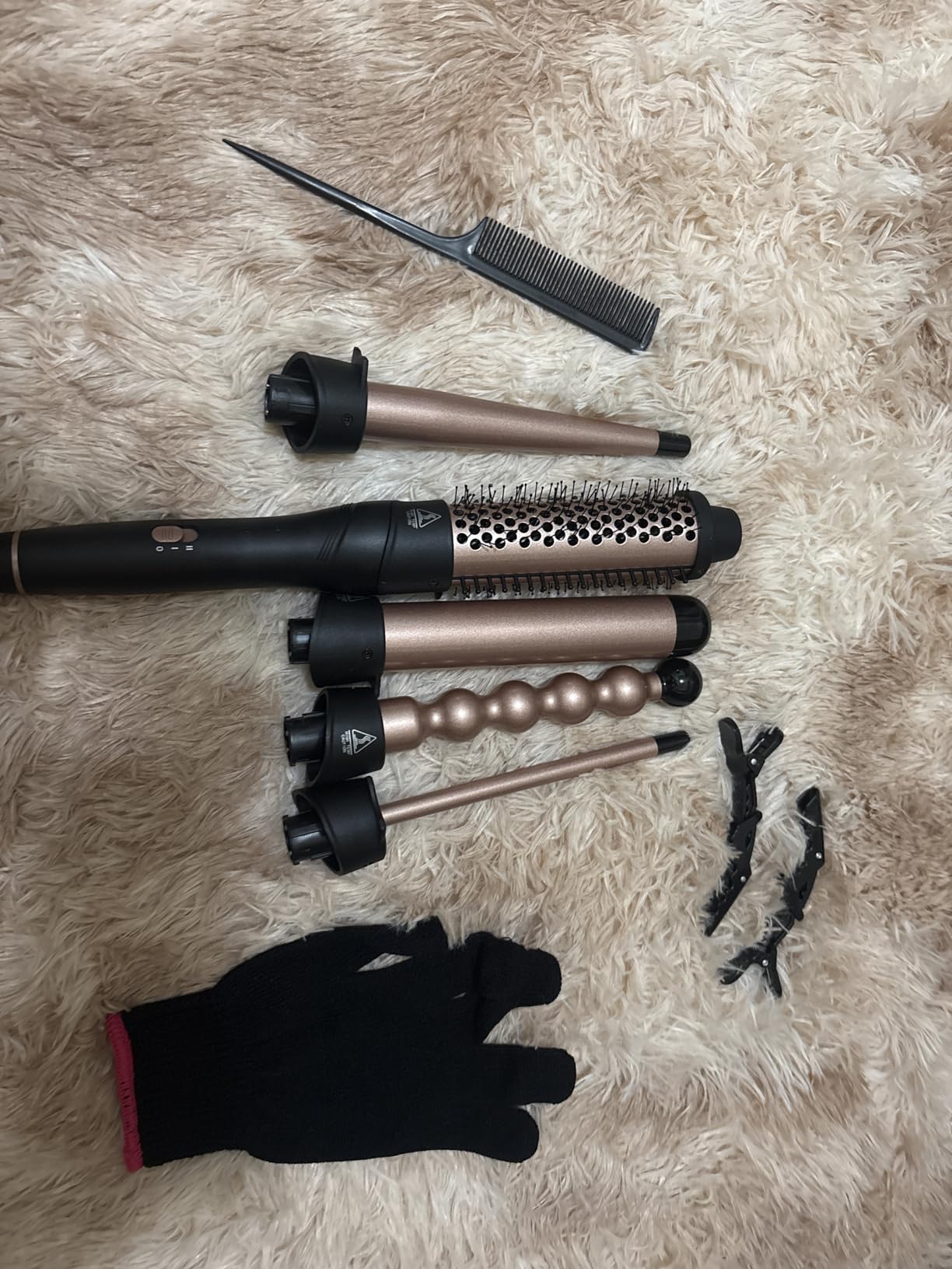 Lopeie 5 in 1 Curling Iron with Thermal Brush and 4 Interchangeable Ceramic Barrels(1/2 to 1 1/2 inch), Curling Wand Set with Flat Iron, Fast Heating, Dual Voltage Hair Curler, Gifts for Women customer photo 1