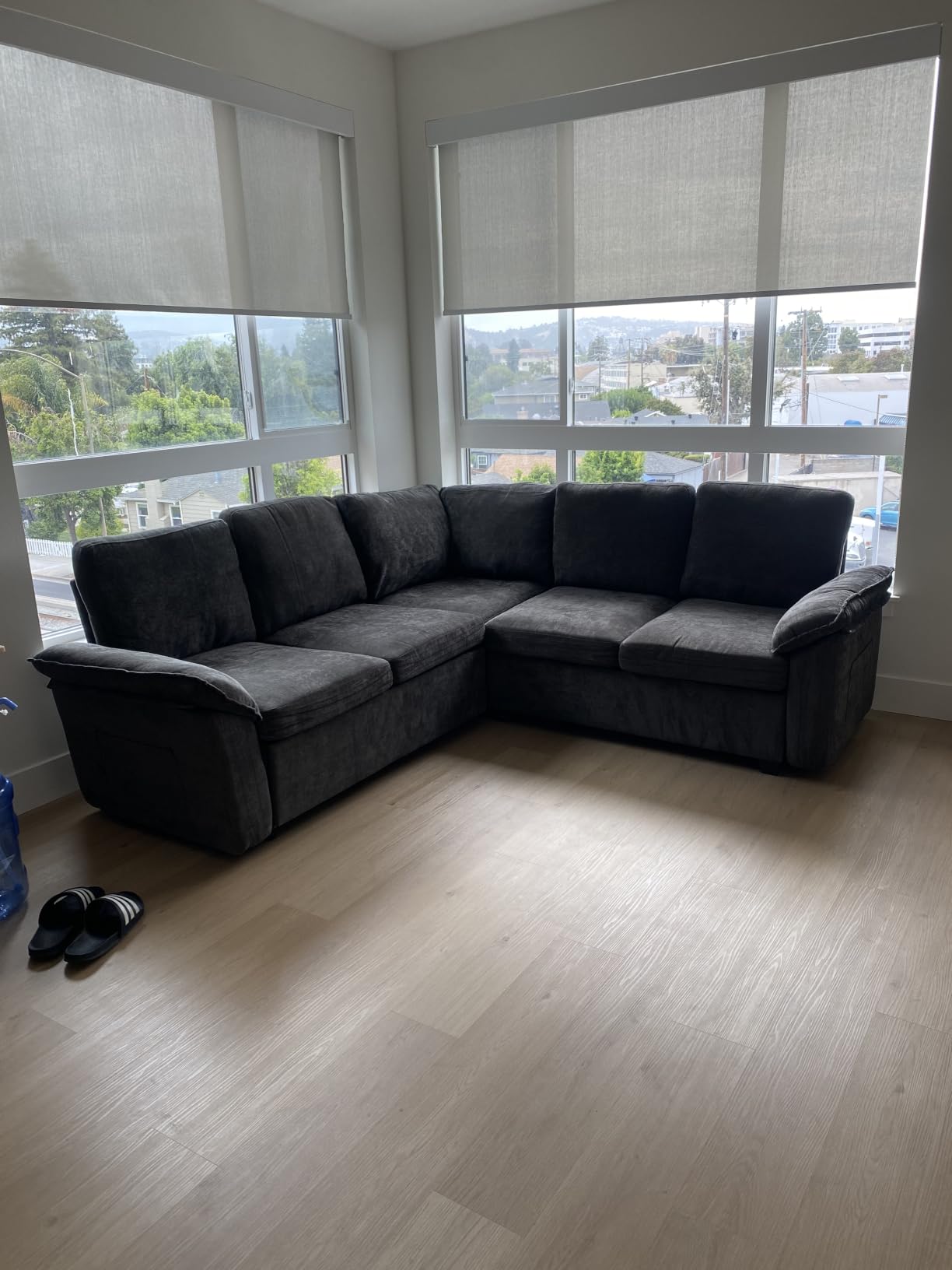 85'' Modular Sectional Sofa with Pull Out Bed, Sleeper Sofa, Black customer photo 1