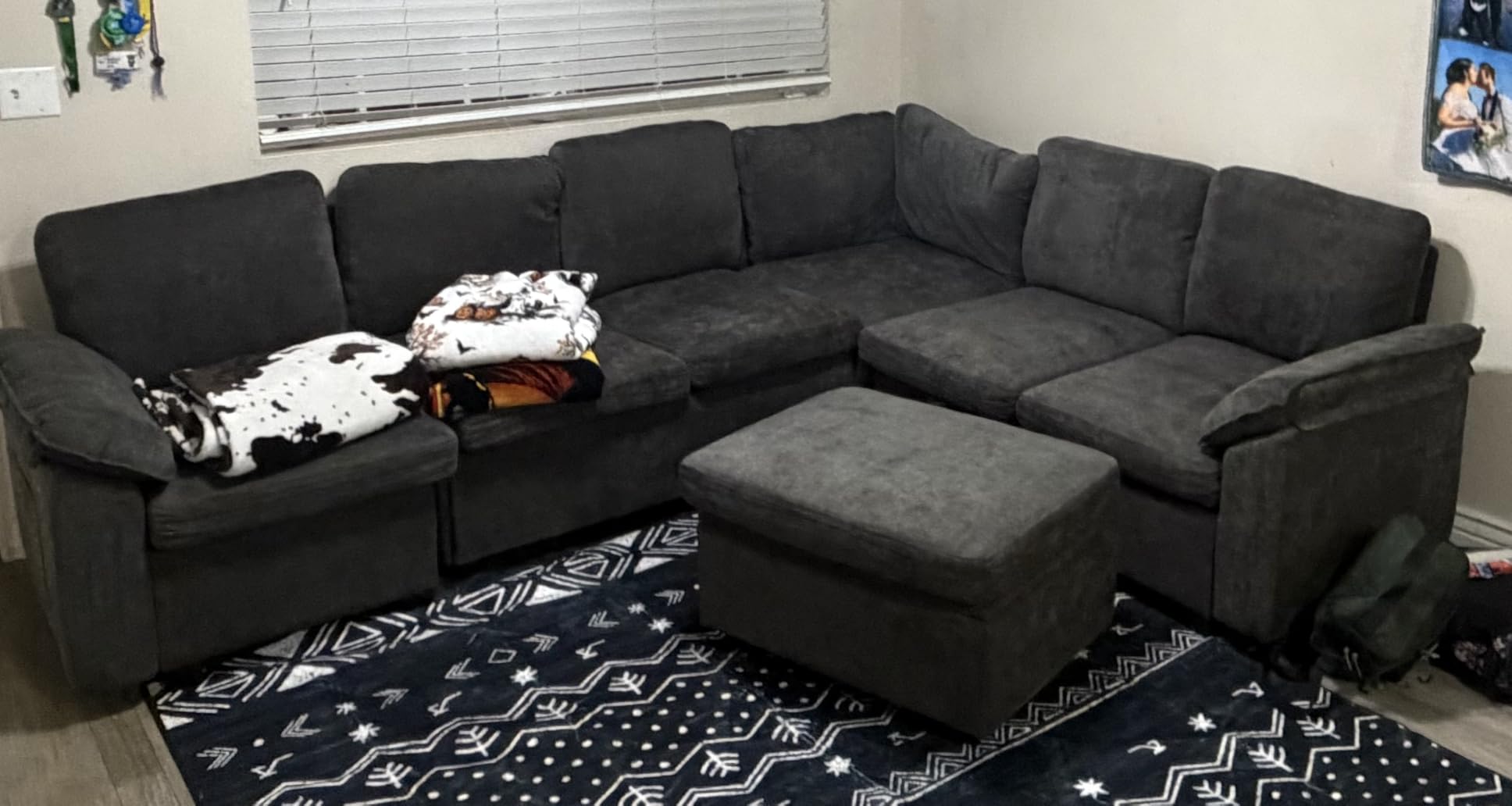 85'' Modular Sectional Sofa with Pull Out Bed, Sleeper Sofa, Black customer photo 2