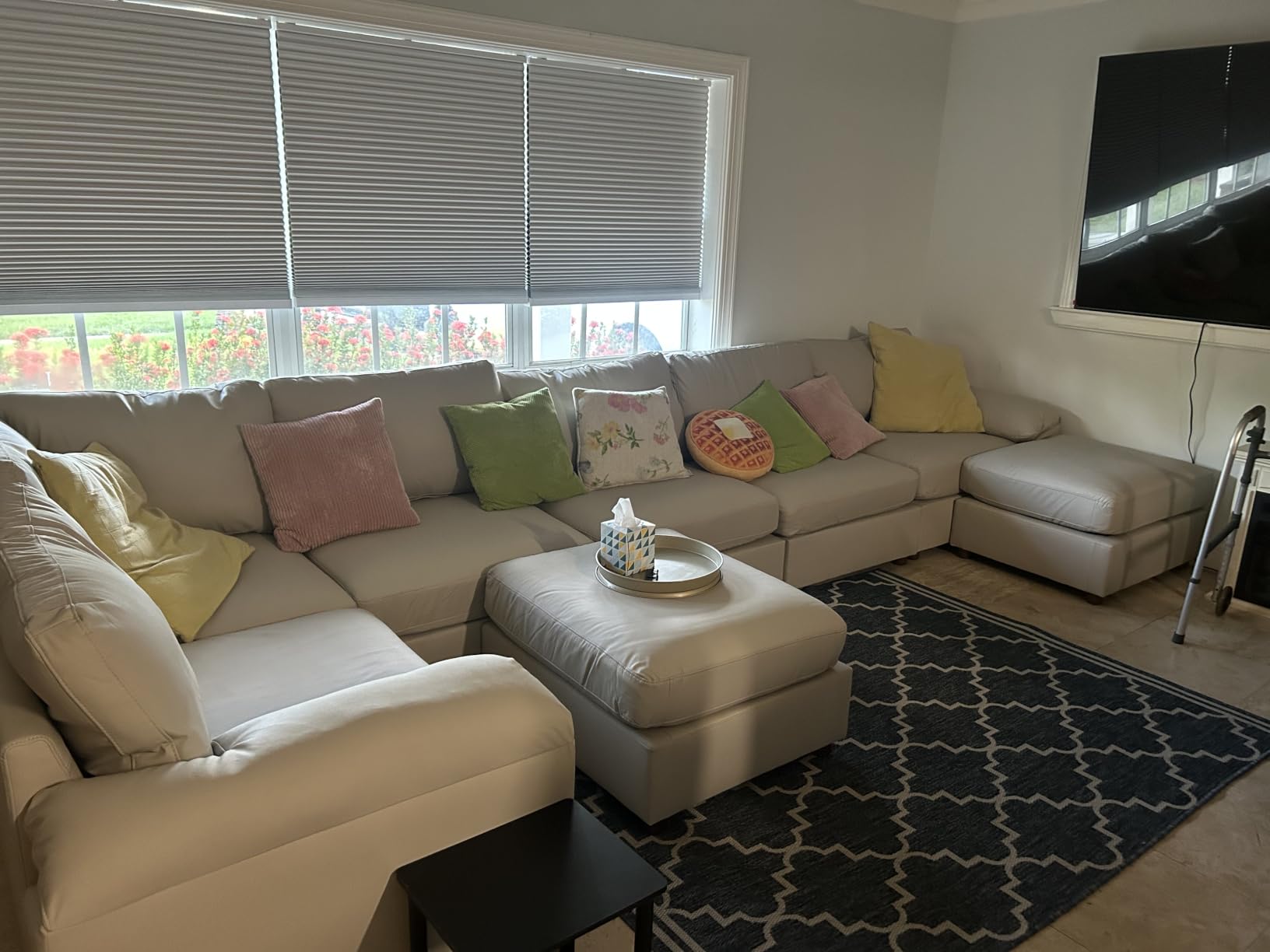 EASE MOOSE Leather Modular Sectional Sofa, Oversized Sectional Couch, Beige customer photo 1
