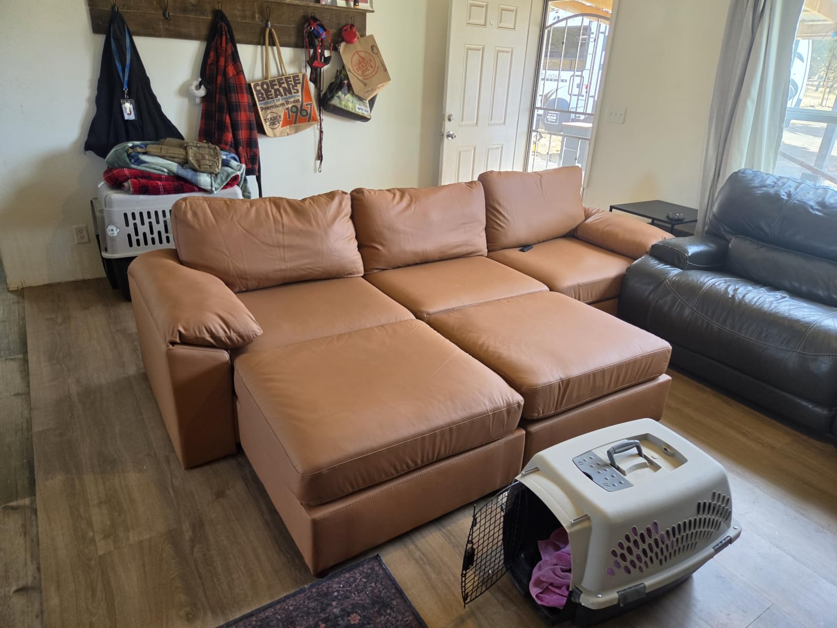 EASE MOOSE Leather Modular Sectional Sofa, Oversized Sectional Couch, Beige customer photo 2