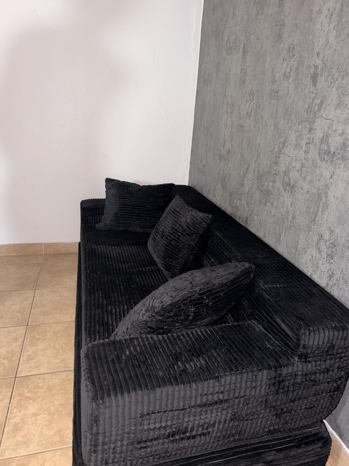2 in 1 Convertible Boneless Couch Bed, Corduroy futon Sofa Bed, Compression Folding Floor Couch Sofas Bed with 3 Pillows for Bedroom, Small Space Guest and Living Room Sofa customer photo 1
