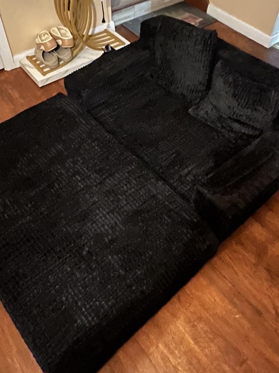 2 in 1 Convertible Boneless Couch Bed, Corduroy futon Sofa Bed, Compression Folding Floor Couch Sofas Bed with 3 Pillows for Bedroom, Small Space Guest and Living Room Sofa customer photo 2